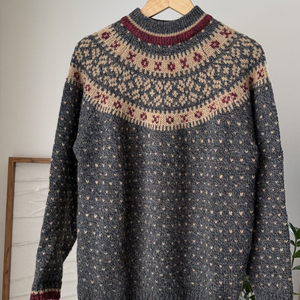 Vintage IZOD 100% Virgin Wool Sweater Fair Isle Made In Italy Vtg Men's Large L